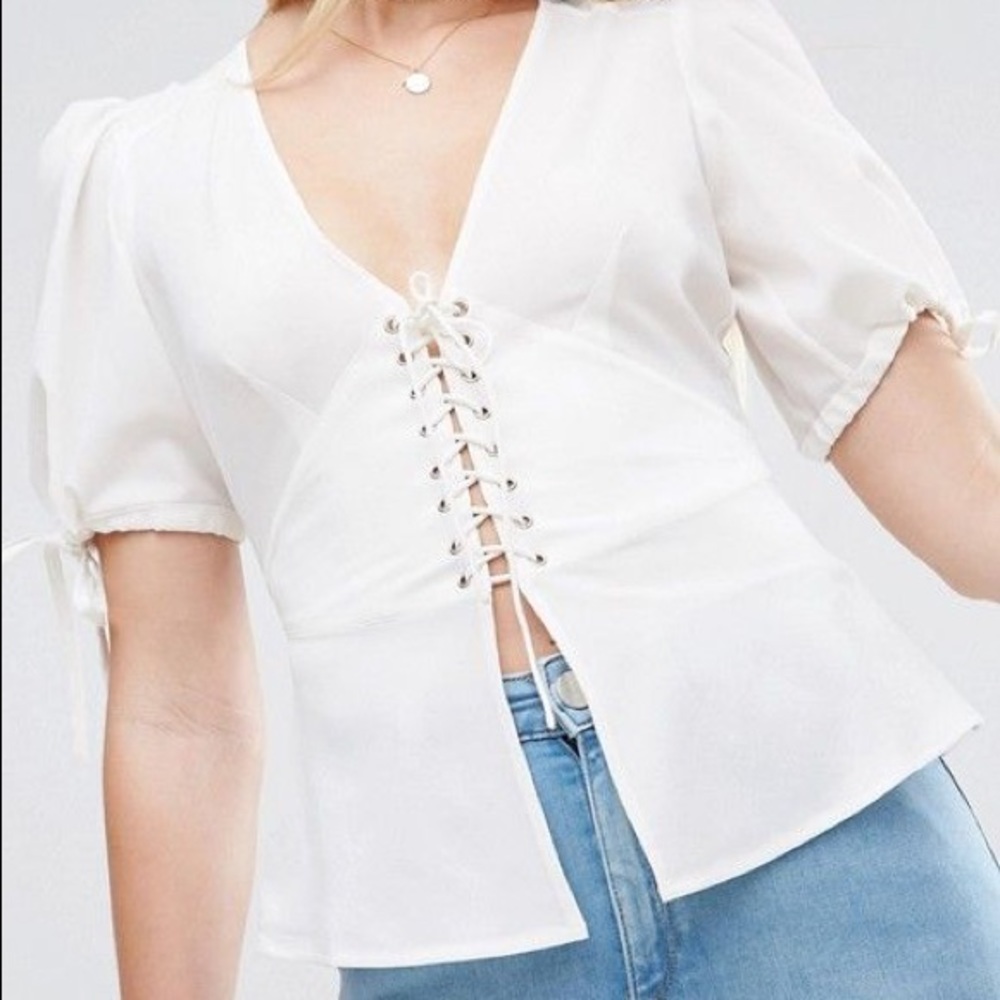 ASOS Bustier White Corset Blouse // SZ 14